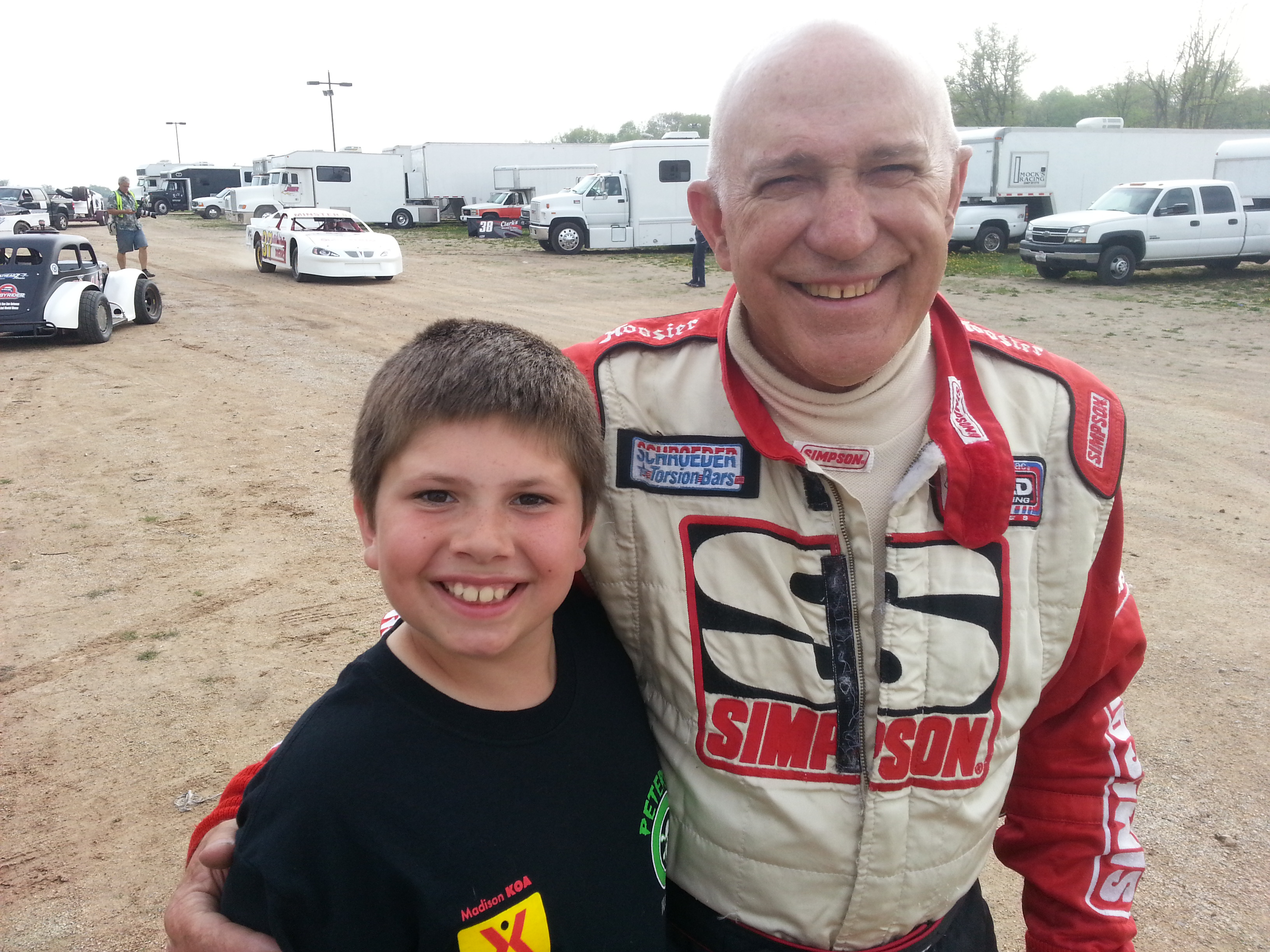 Nelson Stewart ( Tonys dad ) with a fan Austin Peterson taken at Beaver Dam , Wi.